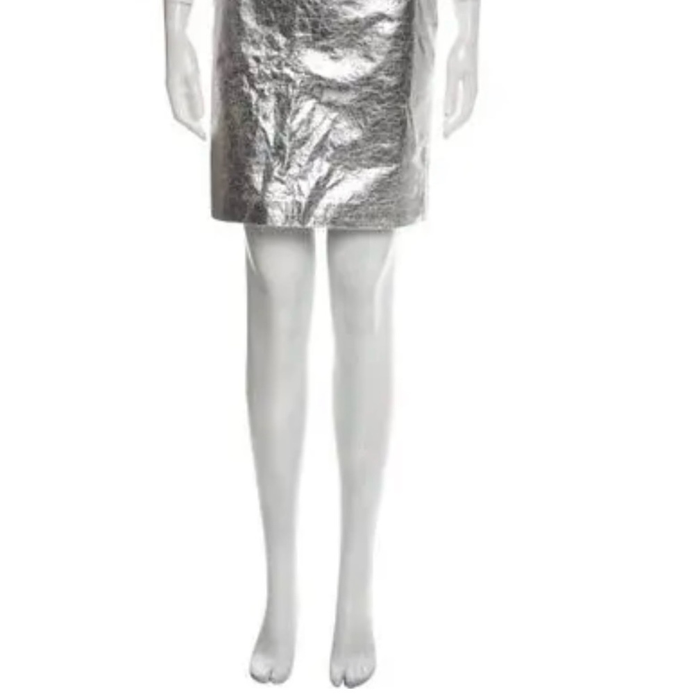 Ralph Lauren Purple Label Metallic Silver Mini Skirt - Picture 3 of 3